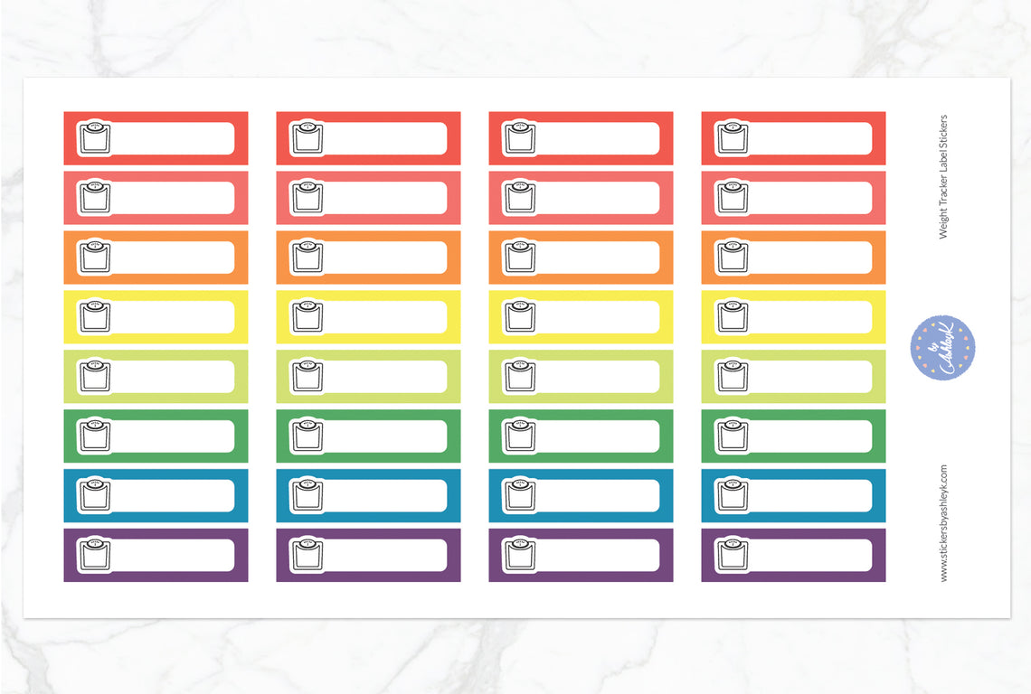 Weight Tracker Label Stickers - Pastel Rainbow