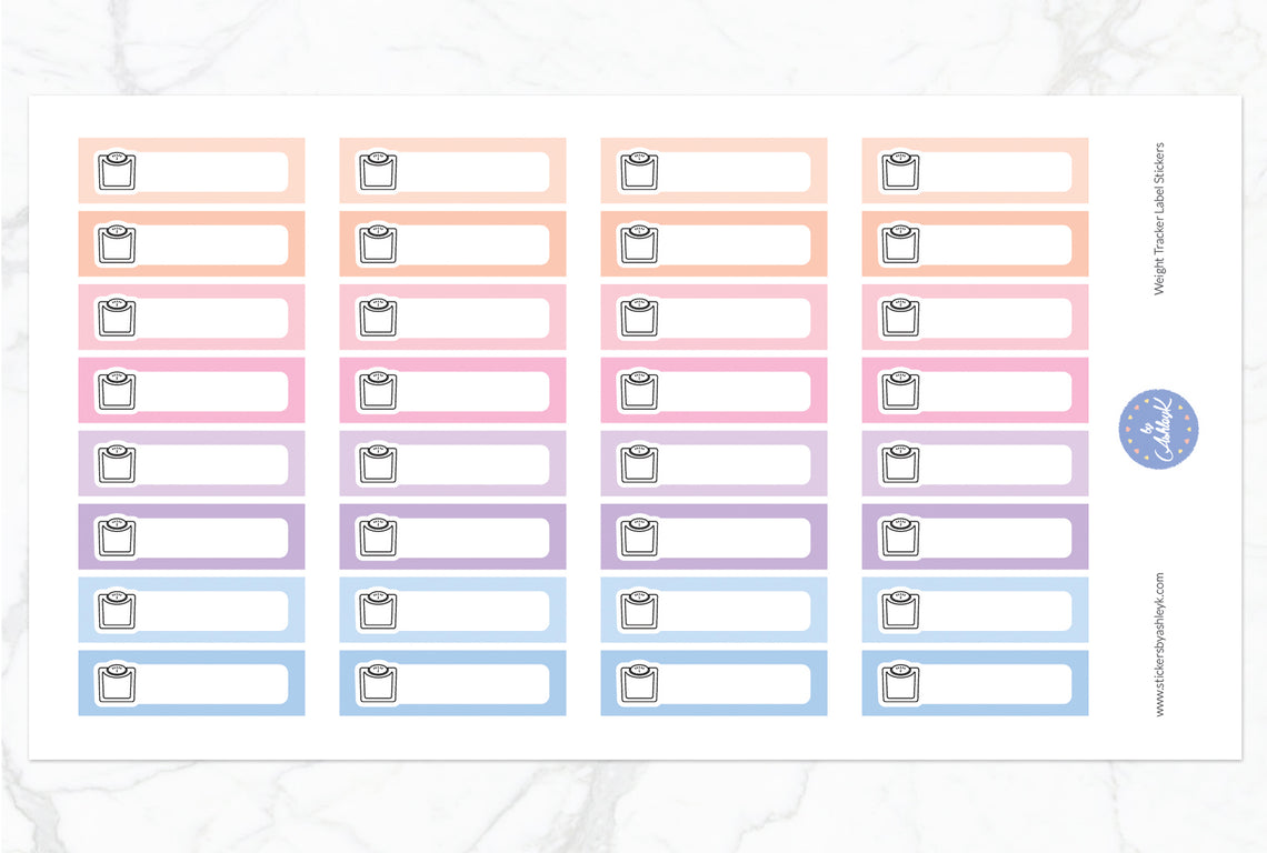 Weight Tracker Label Stickers - Pastel Sunset