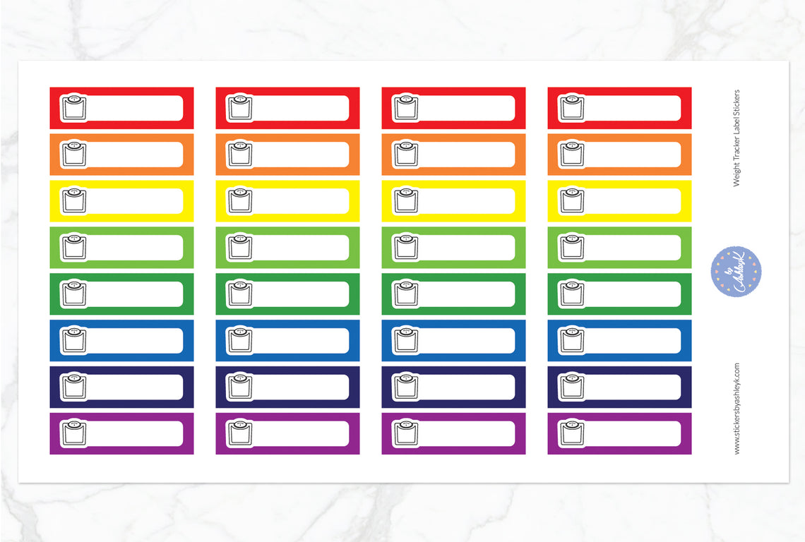 Weight Tracker Label Stickers - Rainbow