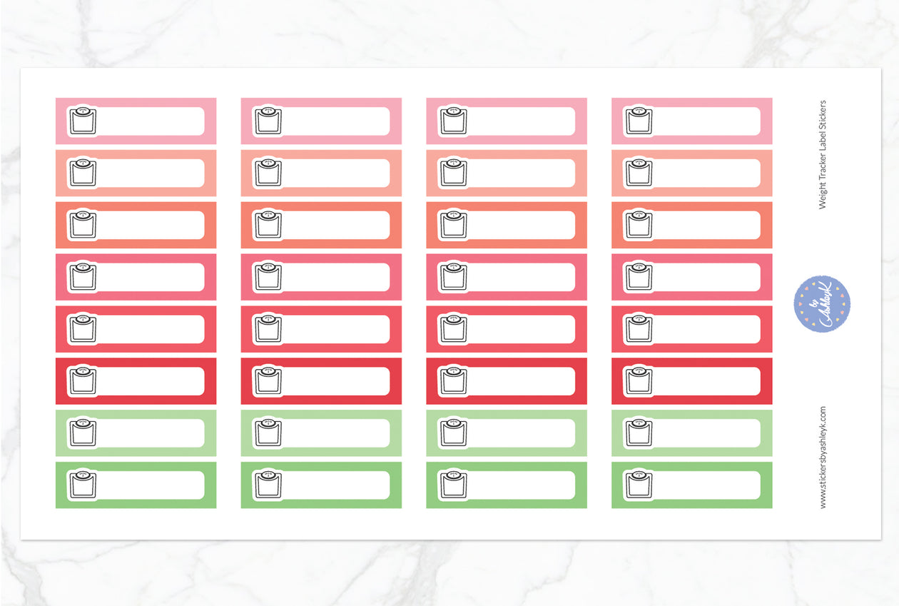 Weight Tracker Label Stickers - Strawberry