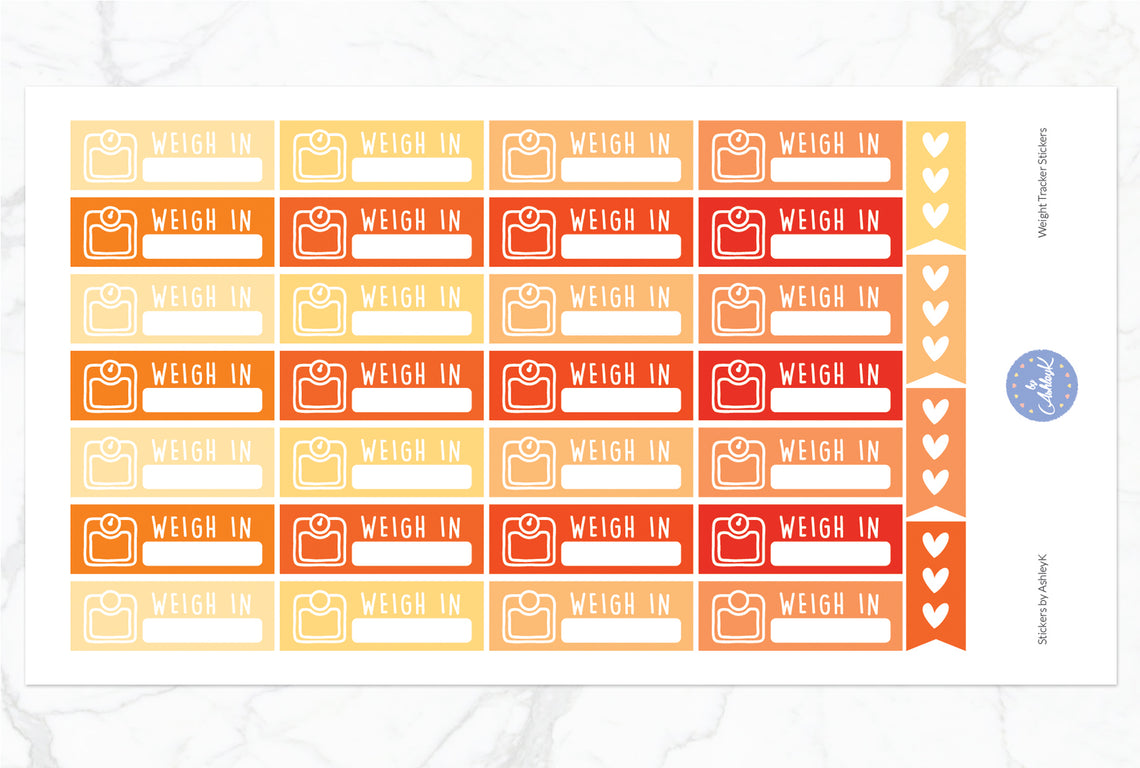 Weight Tracker Stickers - Orange