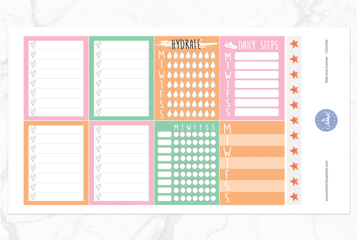 Welcome Summer Weekly Kit  - Checklist Sheet
