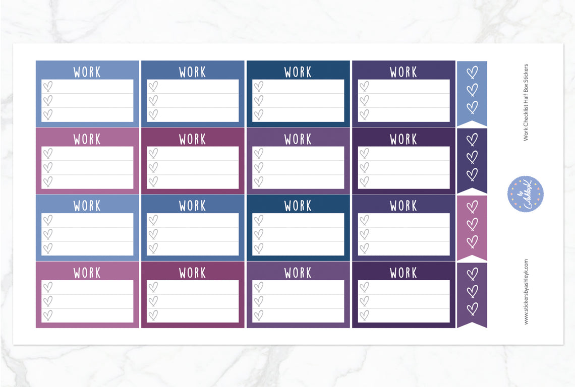 Work Checklist Half Box Stickers - Blueberry