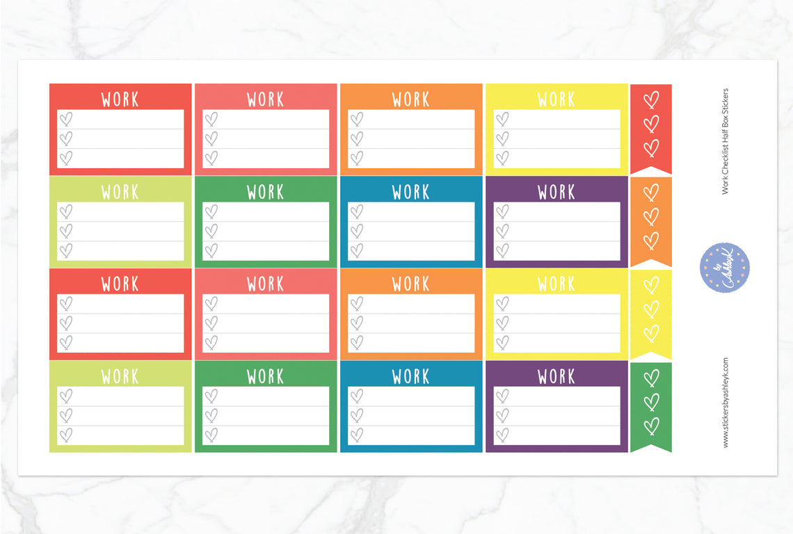 Work Checklist Half Box Stickers - Pastel Rainbow