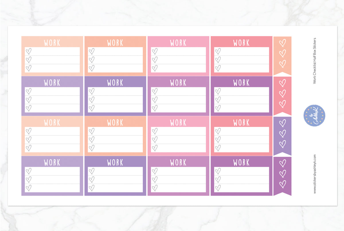 Work Checklist Half Box Planner Stickers – Stickers by AshleyK