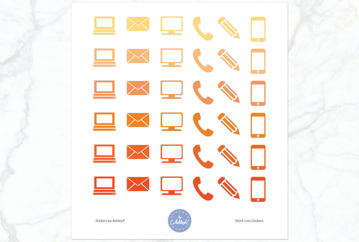 Work Icon Stickers - Orange