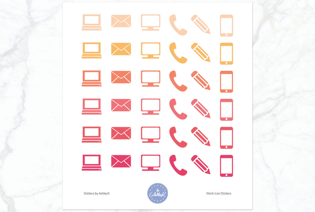 Work Icon Stickers - Peach