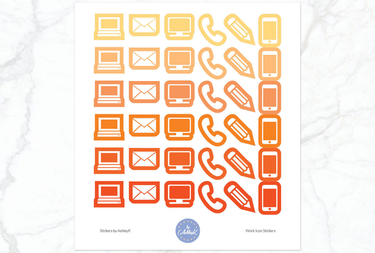 Work Icon Stickers - Orange