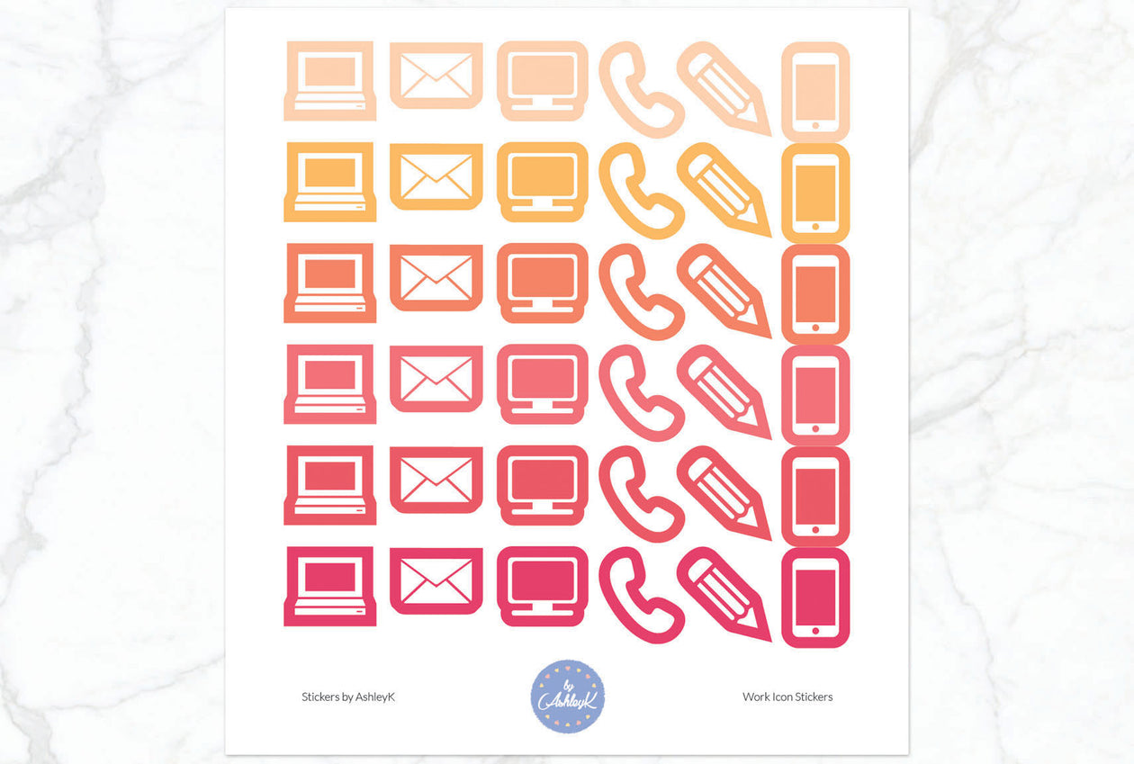 Work Icon Stickers - Peach