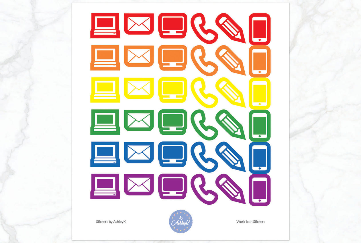 Work Icon Stickers - Rainbow