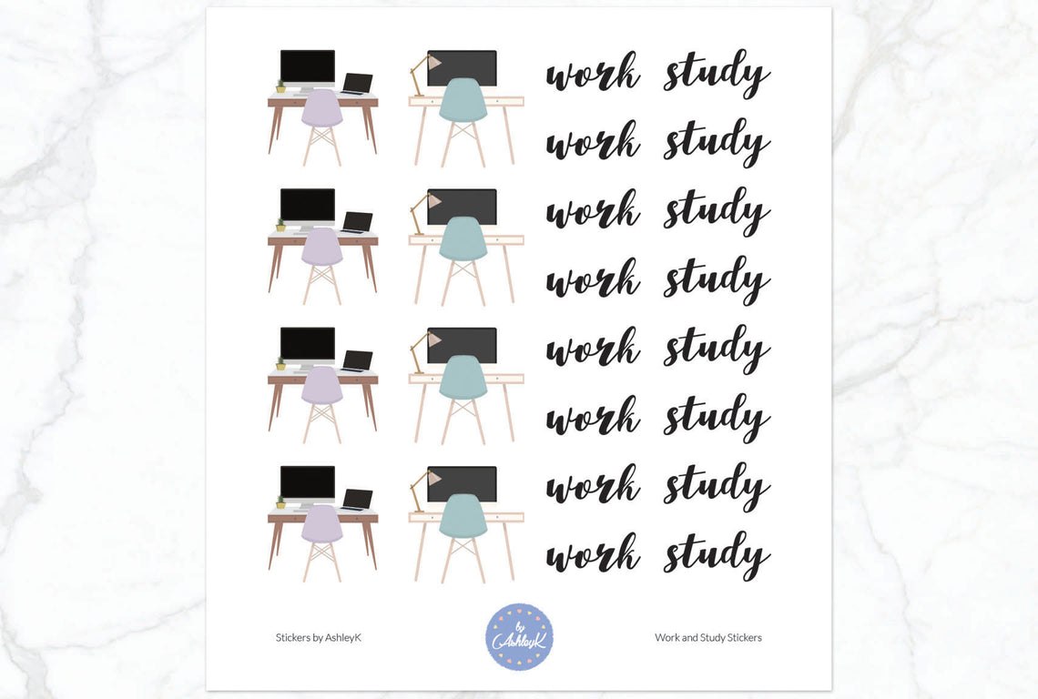 Work and Study Stickers