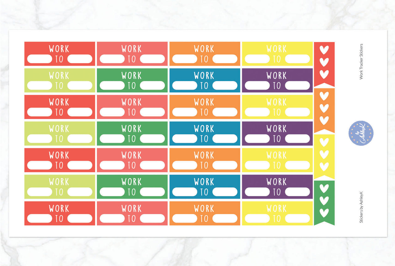 Work Tracker Stickers - Pastel Rainbow