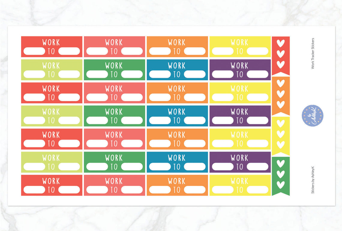 Work Tracker Stickers - Pastel Rainbow