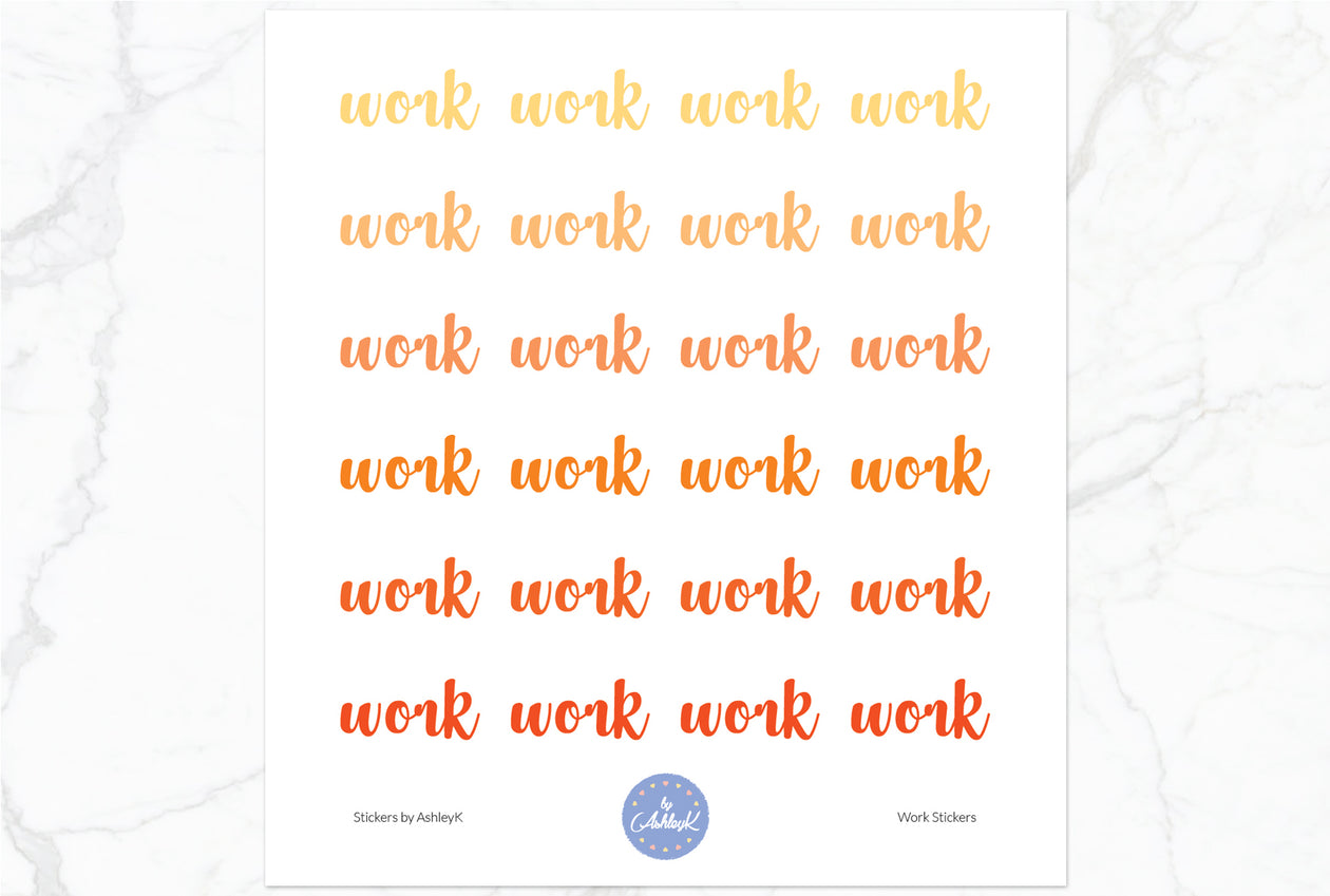 Work Stickers - Orange
