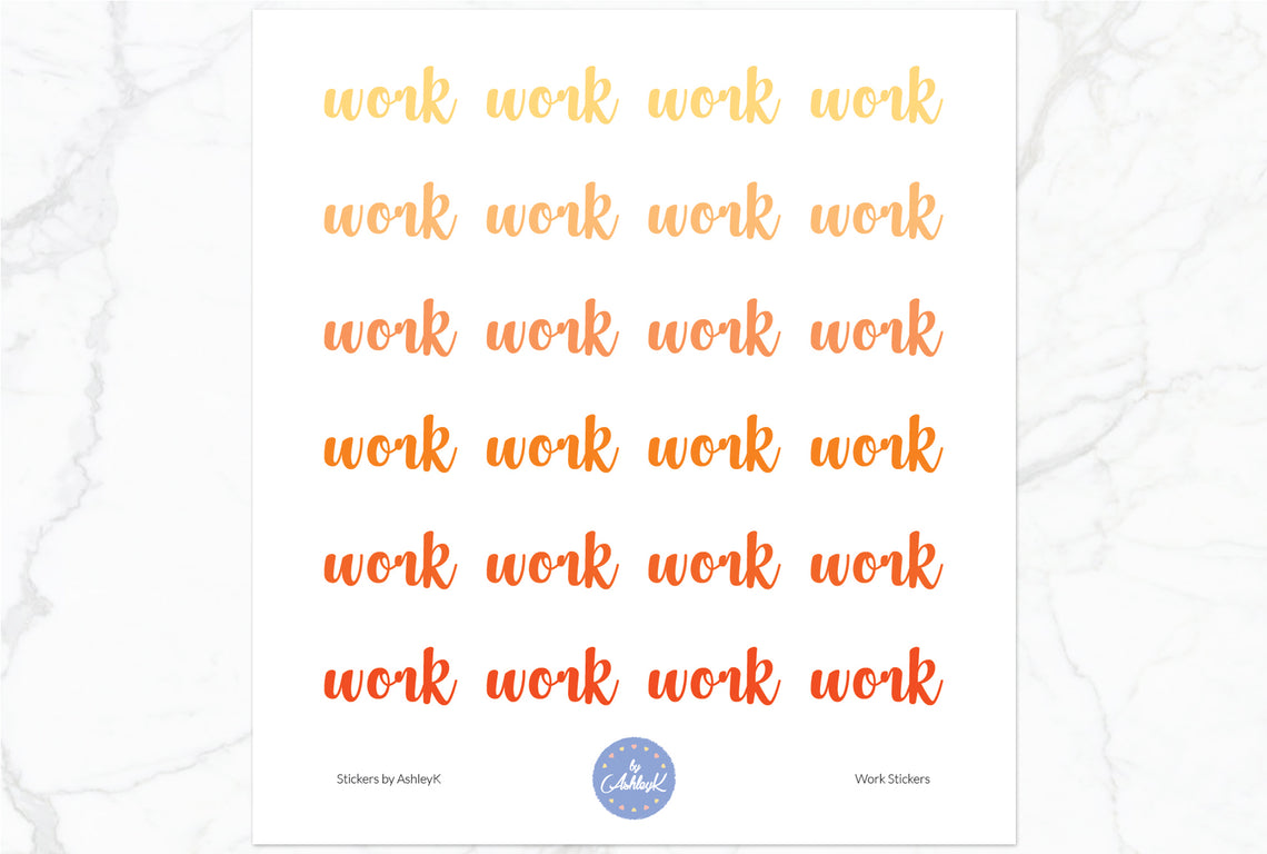Work Stickers - Orange