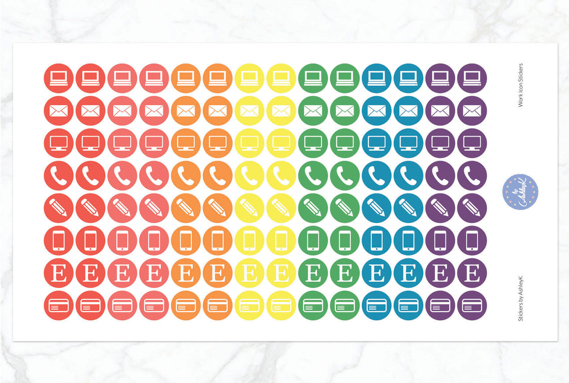 Work Icon Stickers - Pastel Rainbow