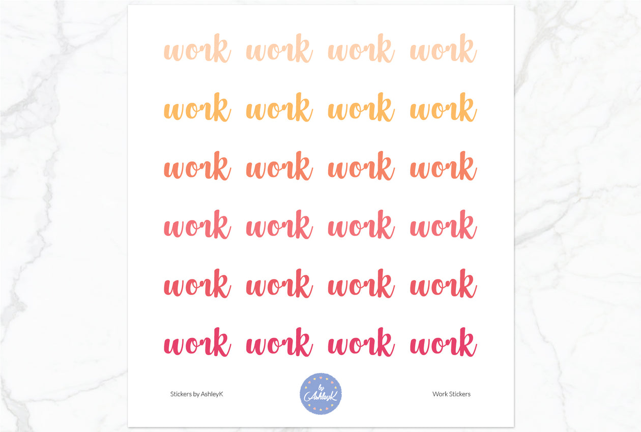 Work Stickers - Peach