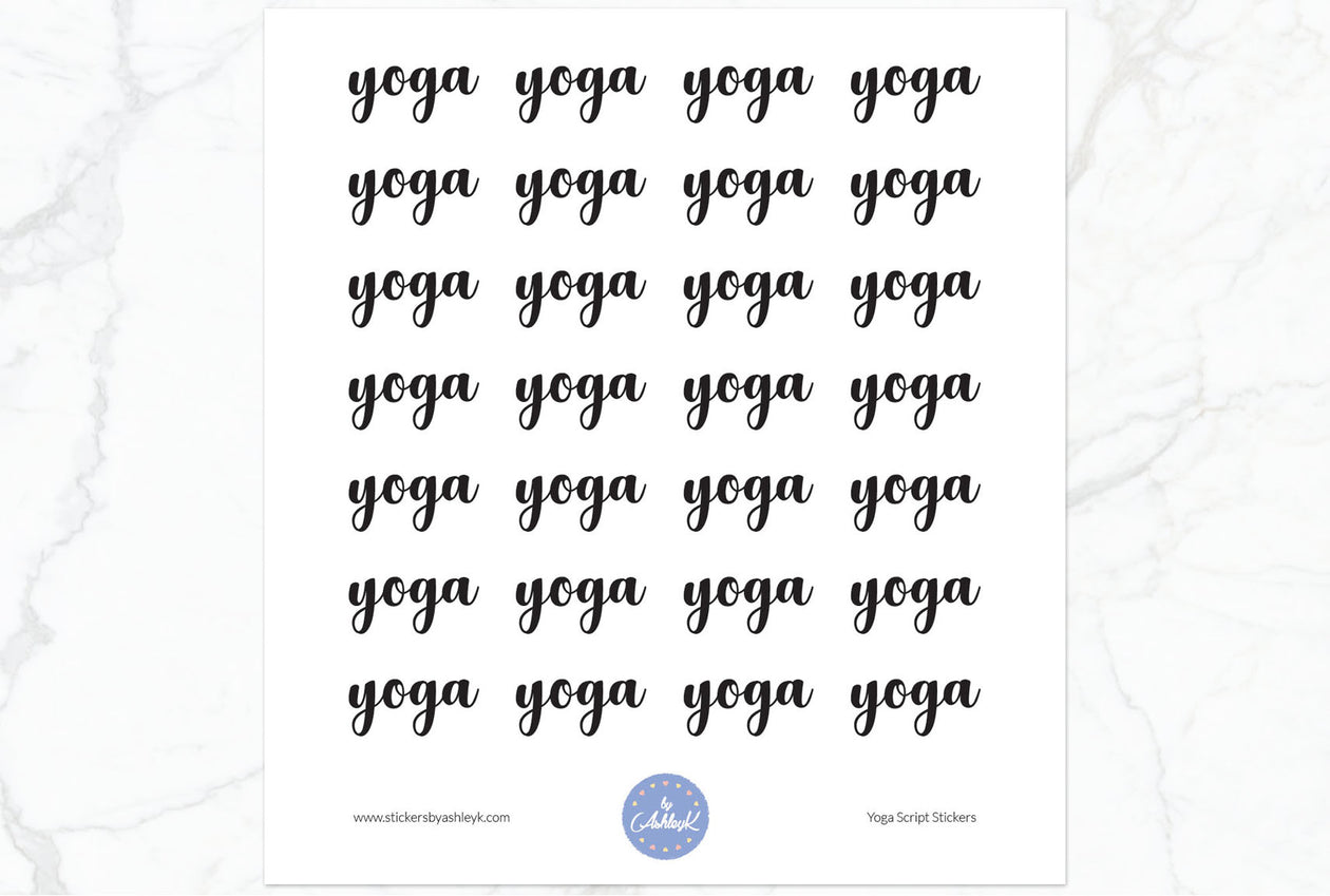 Yoga Script Stickers - Black