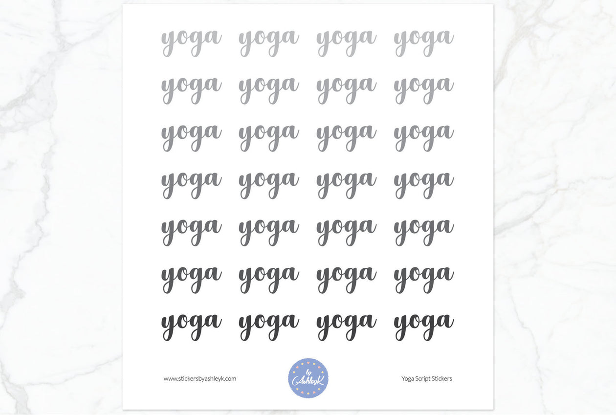 Yoga Script Stickers - Monochrome