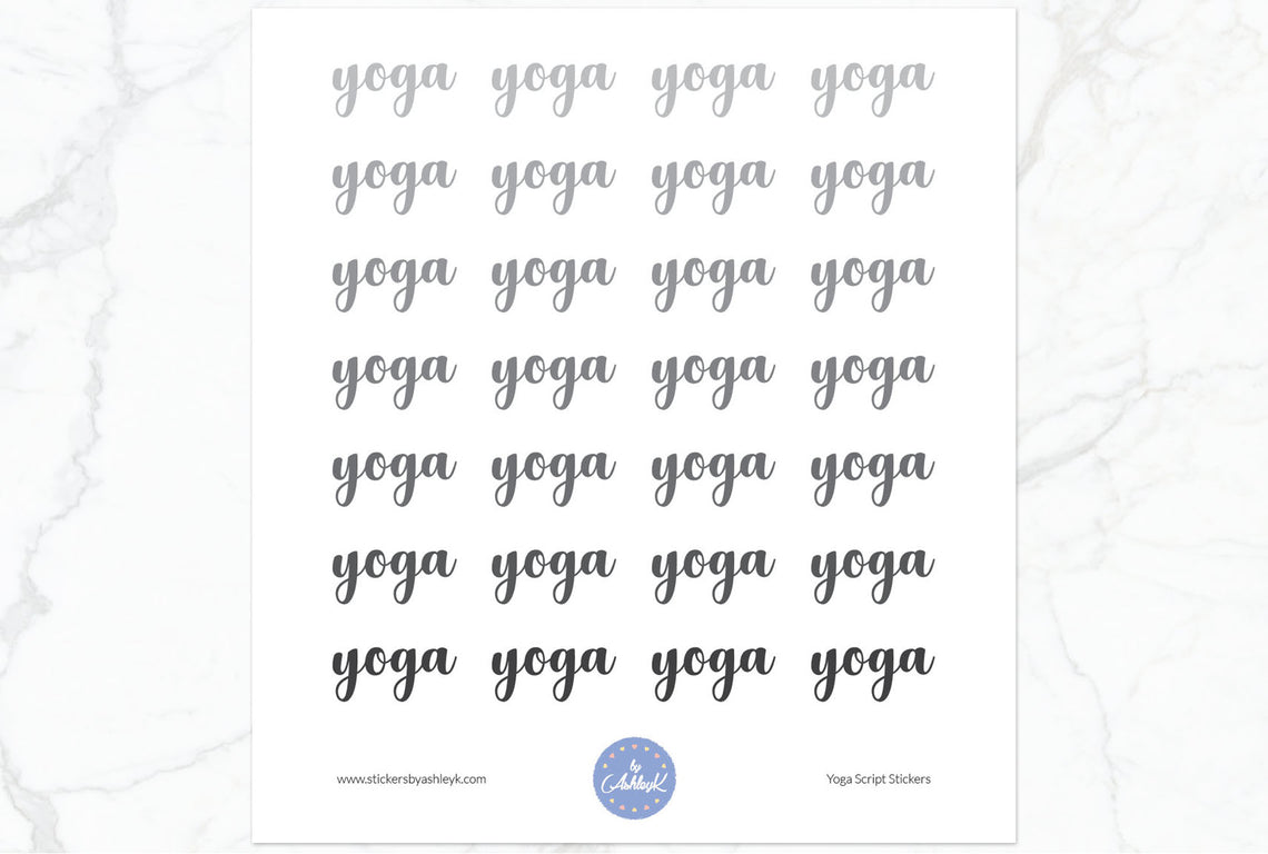 Yoga Script Stickers - Monochrome