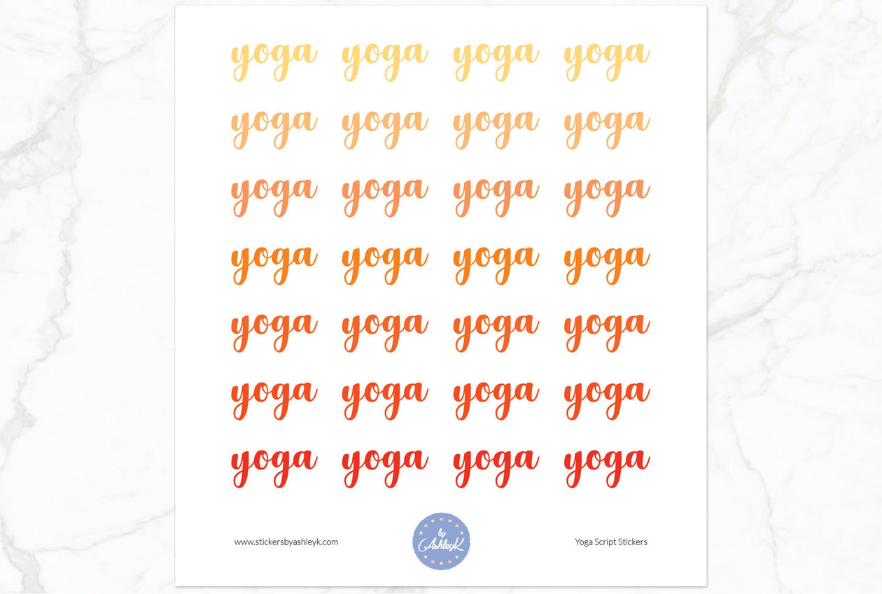 Yoga Script Stickers - Orange