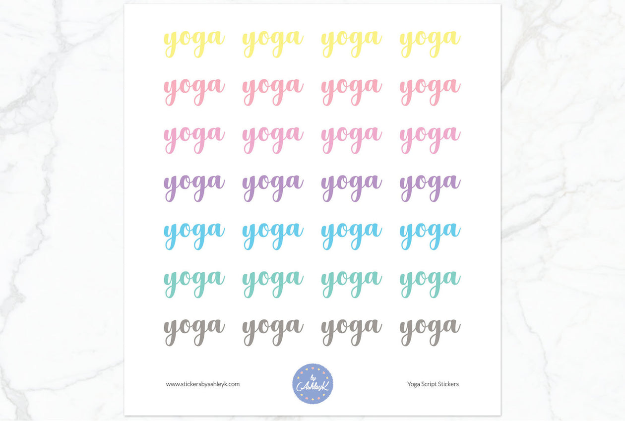 Yoga Script Stickers - Pastel