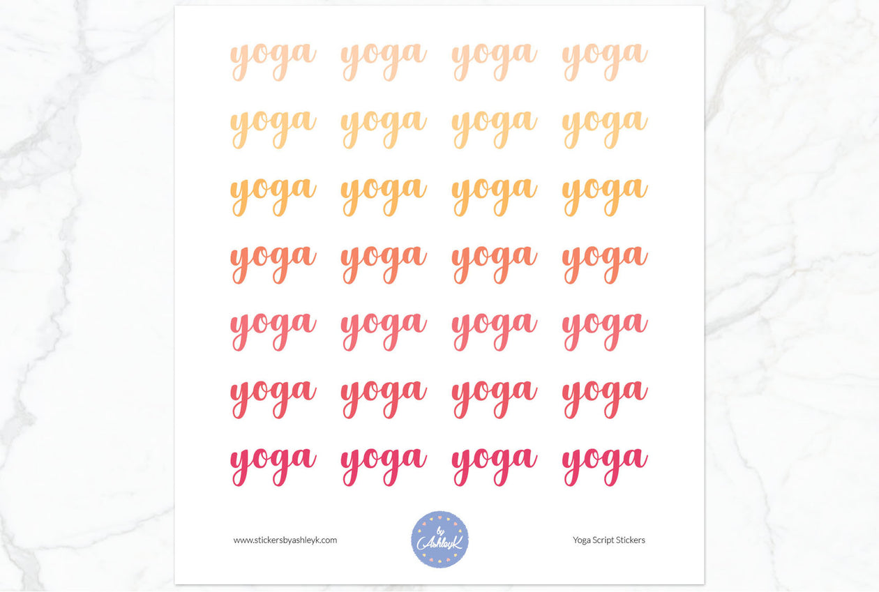 Yoga Script Stickers - Peach