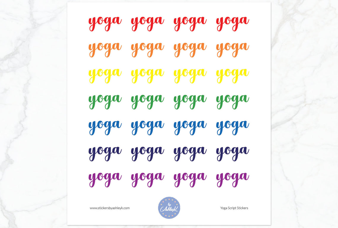 Yoga Script Stickers - Rainbow