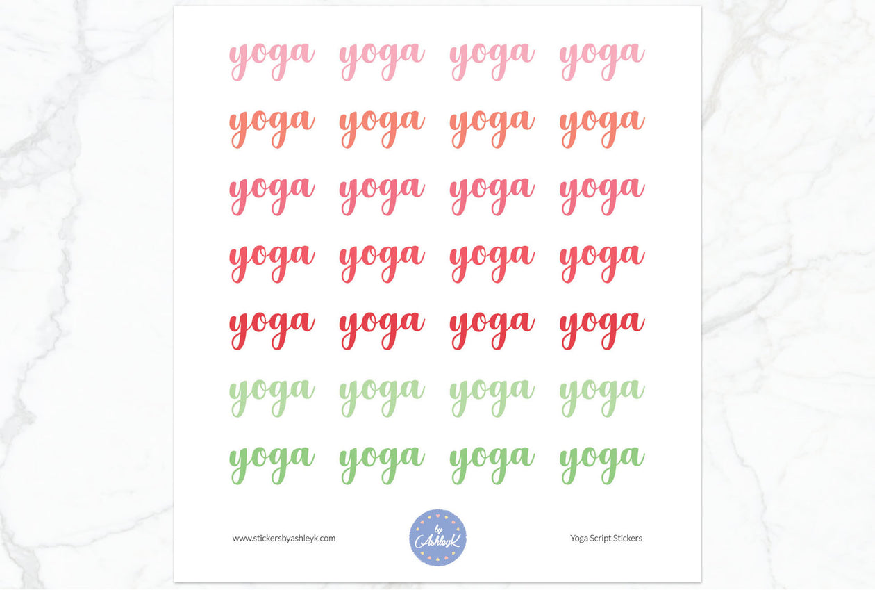 Yoga Script Stickers - Strawberry