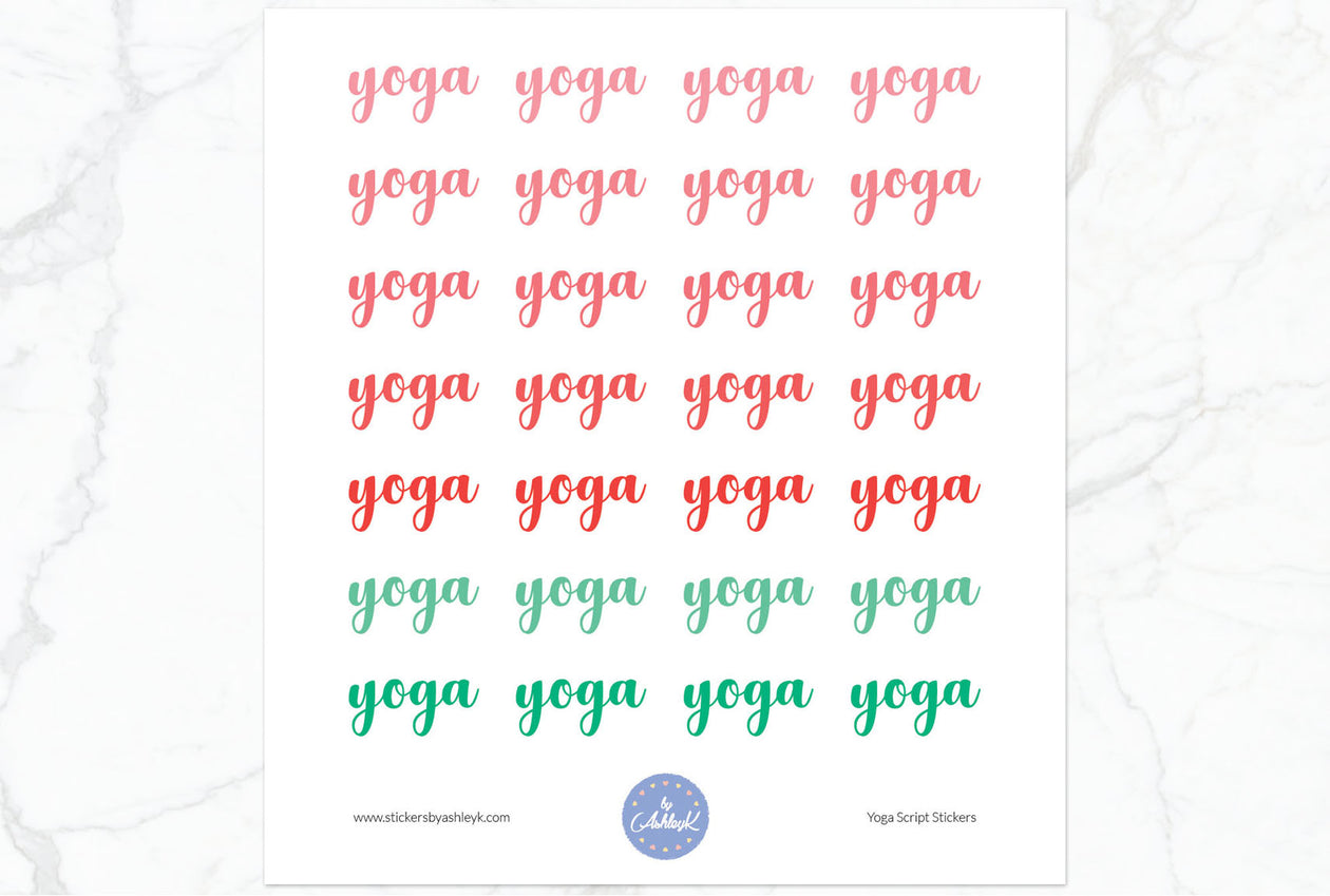 Yoga Script Stickers - Watermelon