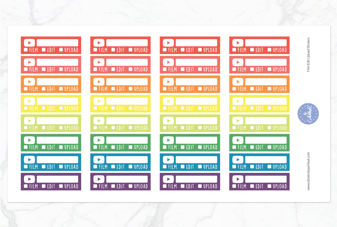 YouTube Film Edit Upload Stickers - Pastel Rainbow