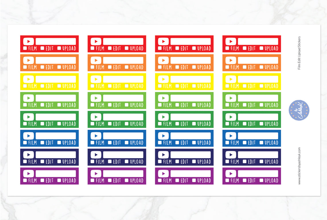 YouTube Film Edit Upload Stickers - Rainbow