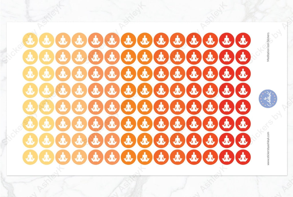 Meditation Icon Round Stickers - Orange