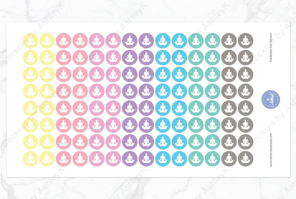 Meditation Icon Round Stickers - Pastel